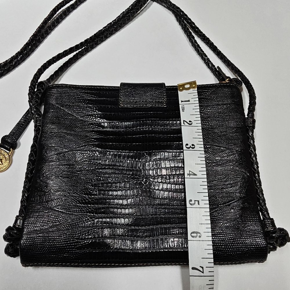 Brahmin Vintage Style Mojito Reptile Print Black Leather Organizer Crossbody - Picture 8 of 16